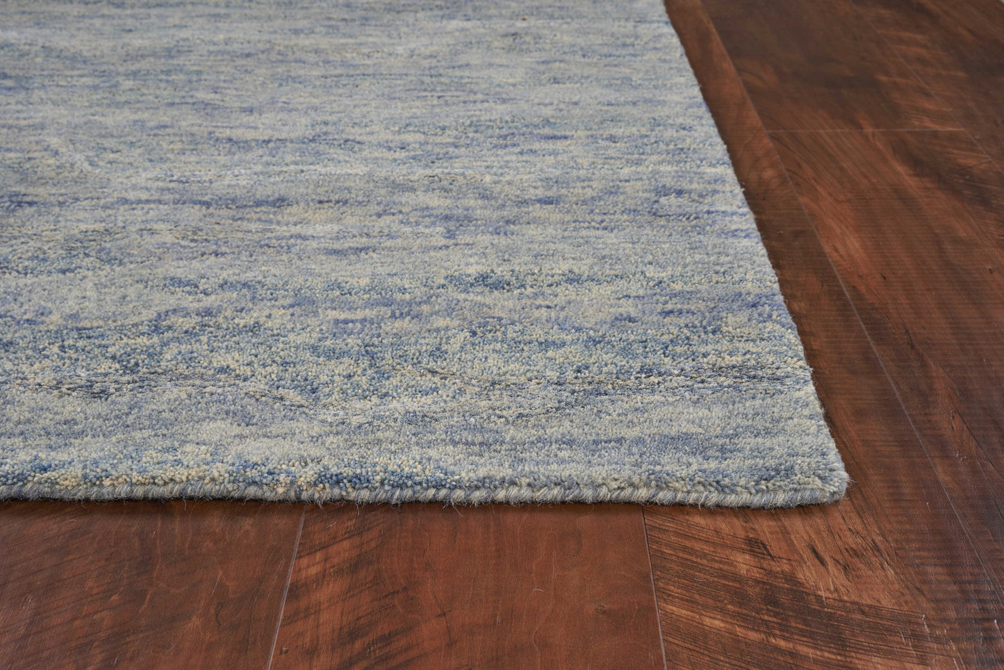 7' X 9' Wool And Viscose Ocean Blue Area Rug