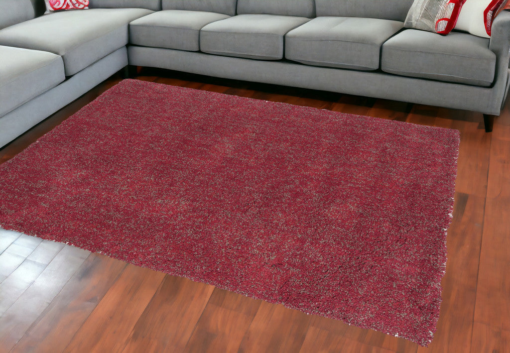 8' X 10' Red Heather Indoor Shag Rug