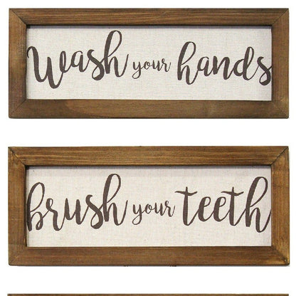 Set Of Three Bathroom Rules Wood Framed Wall Art