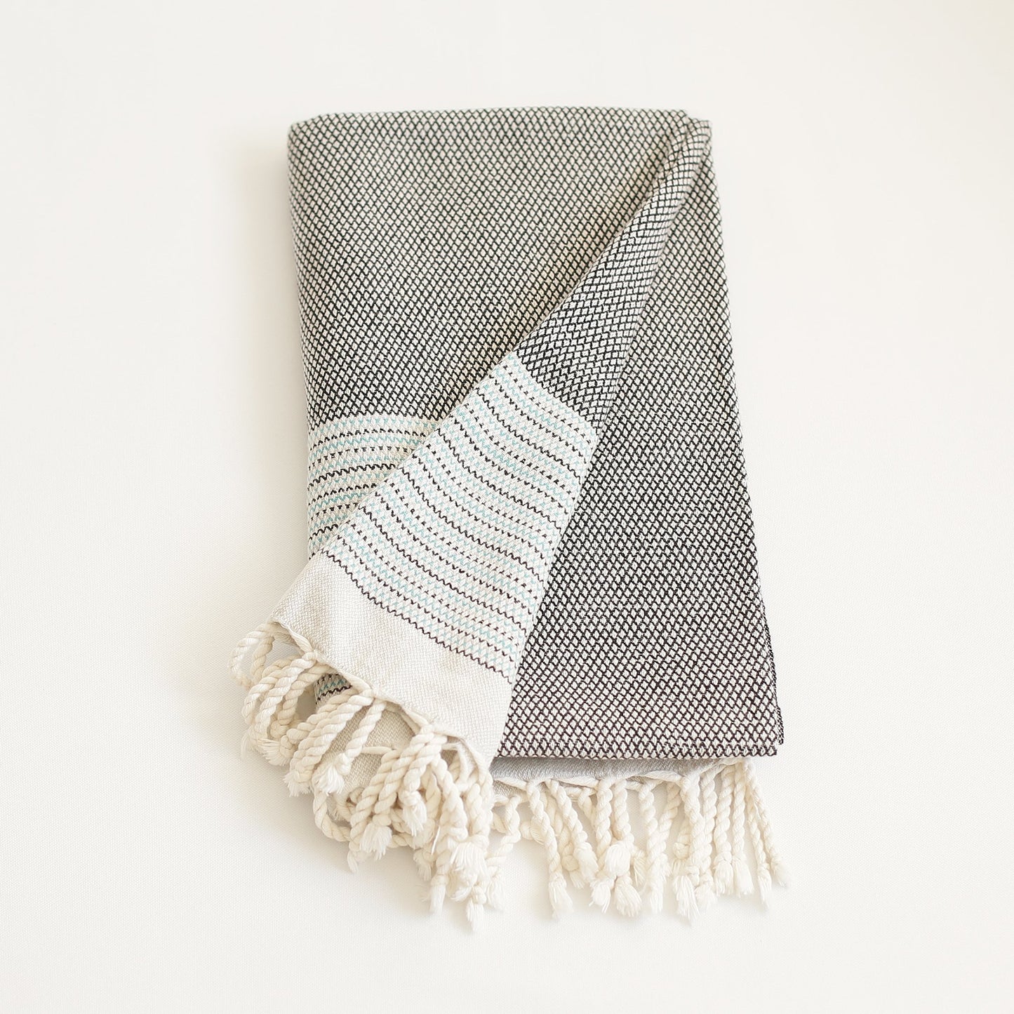 Grey And Blue Striped Turkish Towel Or Throw Blanket