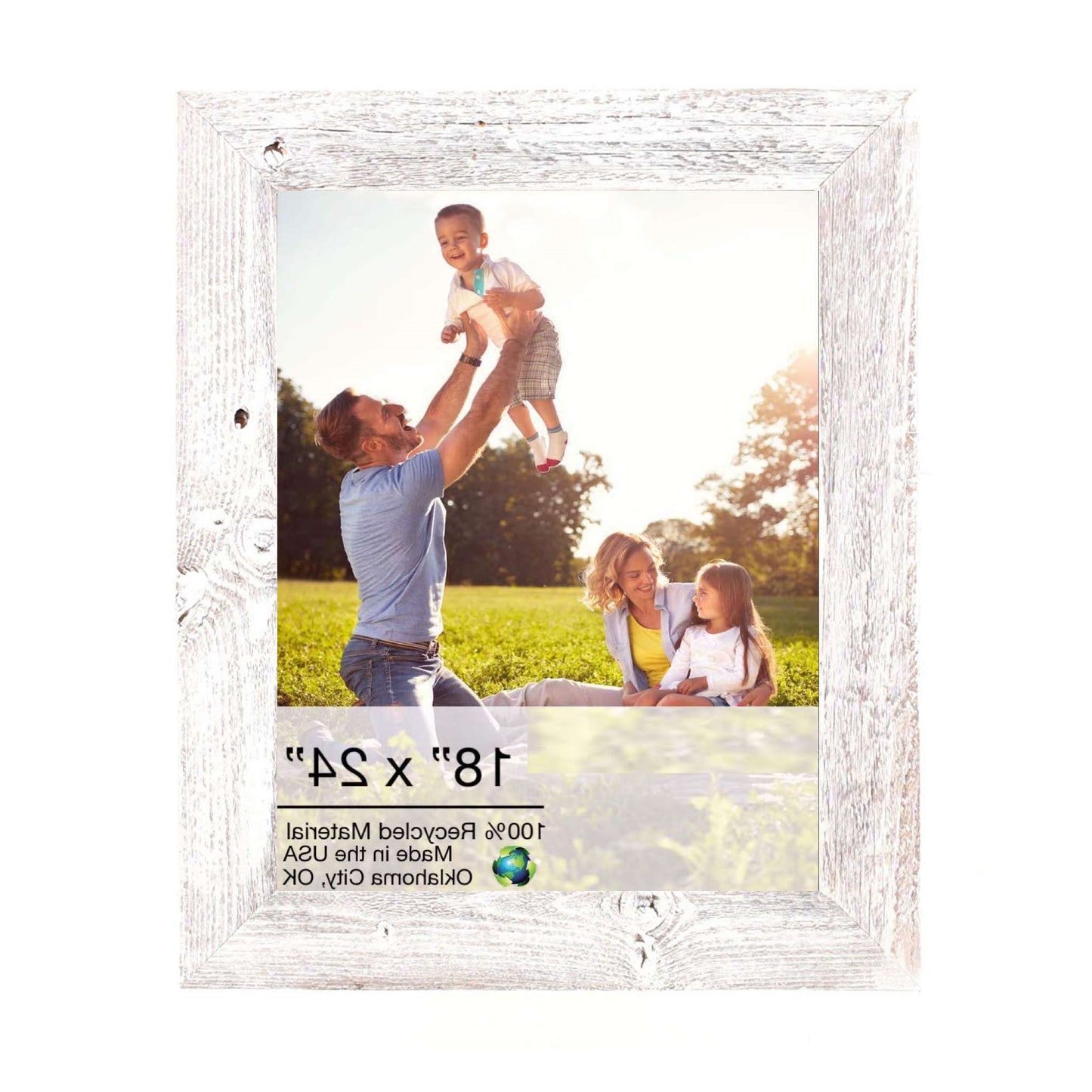 18X24 Rustic White Washed Picture Frame With Plexiglass Holder