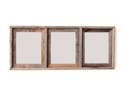 8 x 10 Gray Reclaimed Wood Three Slot Hanging Picture Frame