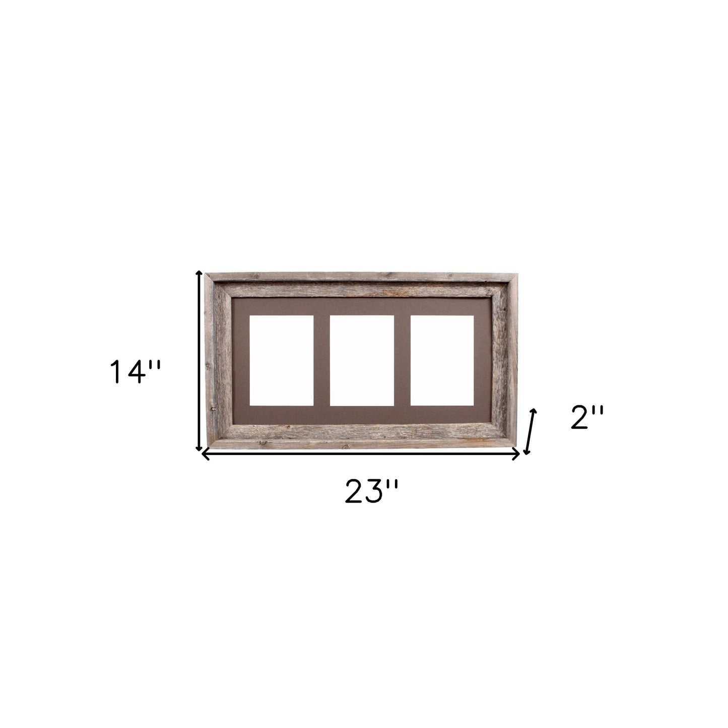 5X7 Natural Weathered Grey Three Photo Picture Frame