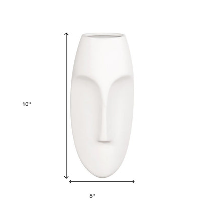 10" White Mod Abstract Face Ceramic Wall Decor