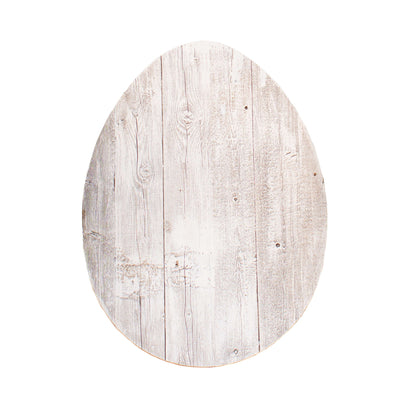 12" Farmhouse White Wash Wooden Large Egg