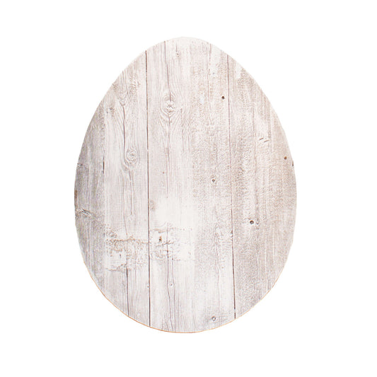 12" Farmhouse White Wash Wooden Large Egg