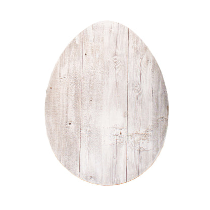 12" Farmhouse White Wash Wooden Large Egg