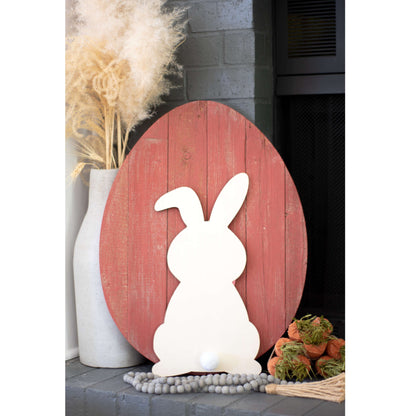 18" Rustic Farmhouse Red Wooden Large Egg