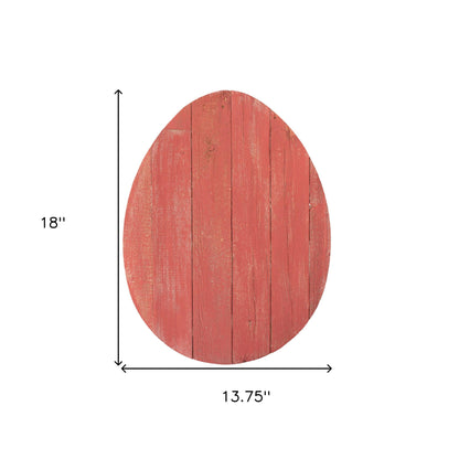 18" Rustic Farmhouse Red Wooden Large Egg