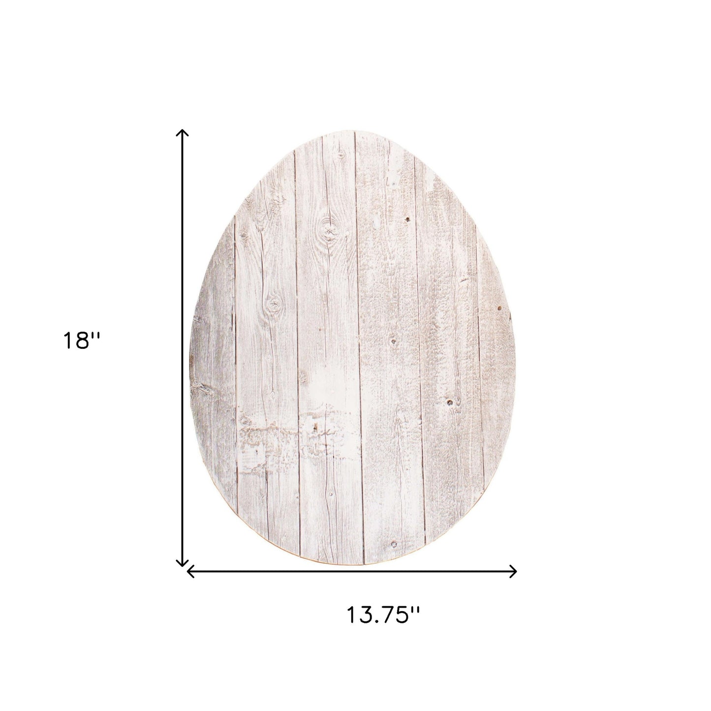 18" Rustic Farmhouse White Wash Wood Large Egg