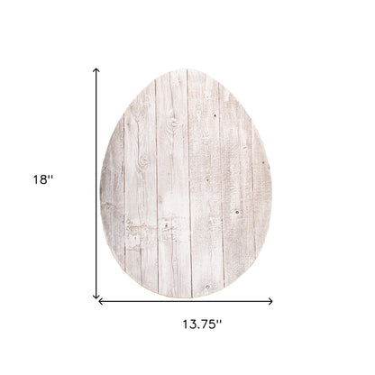 18" Rustic Farmhouse White Wash Wood Large Egg