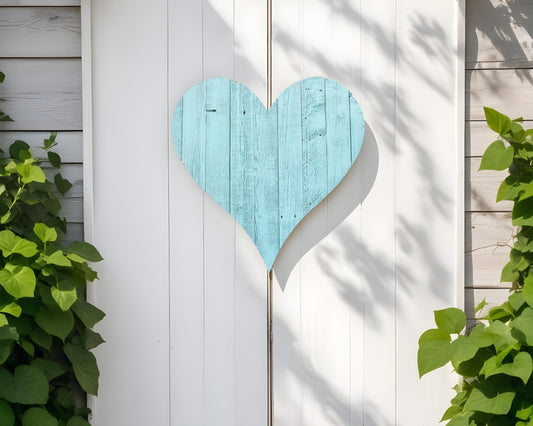 12" Turquoise Reclaimed Wood Heart Wall Decor