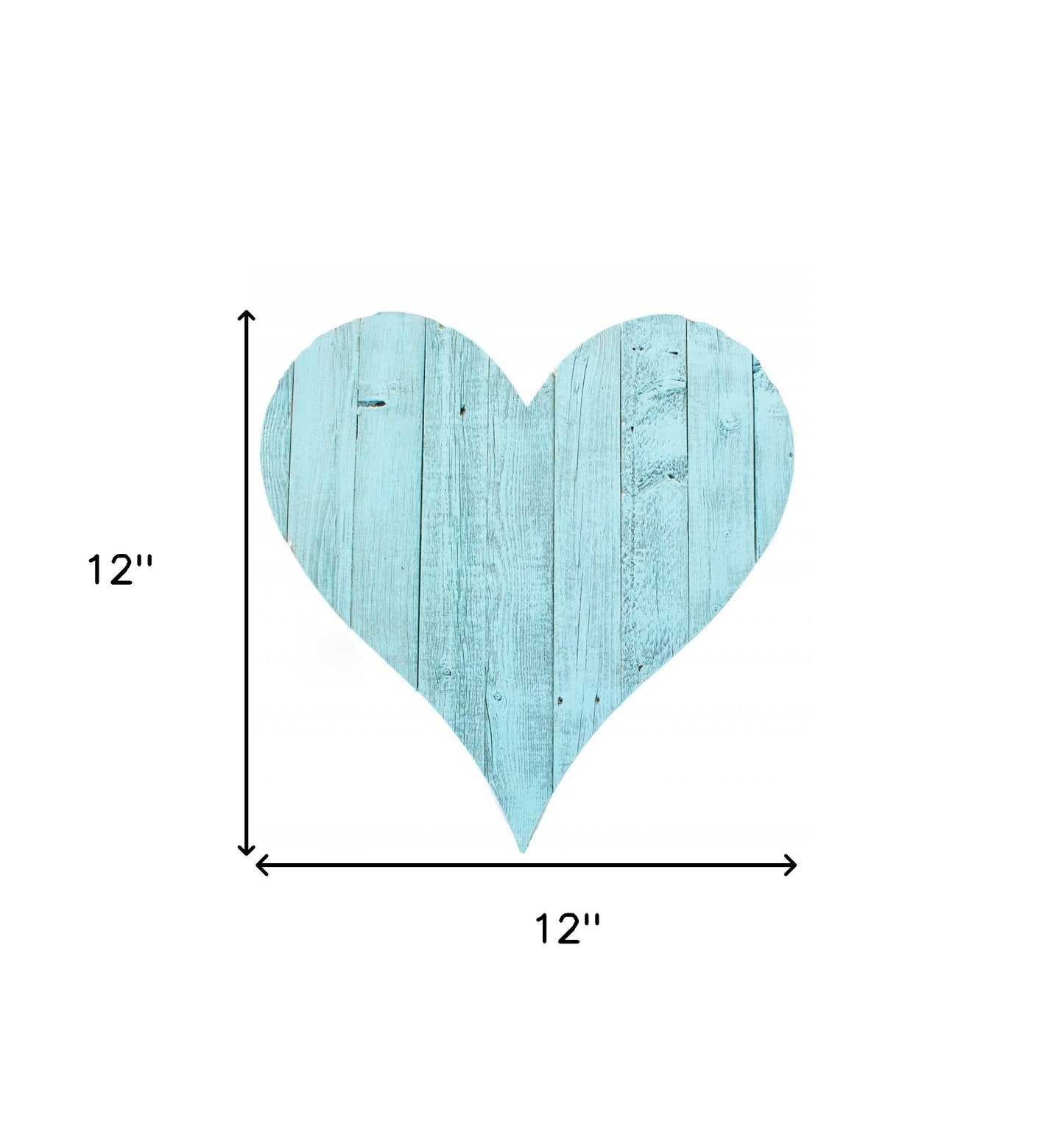 12" Turquoise Reclaimed Wood Heart Wall Decor