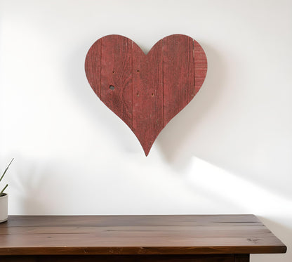 12" Rustic Red Reclaimed Wood Heart Wall Decor