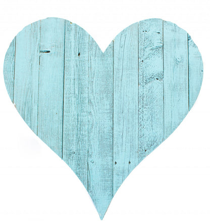 18" Turquoise Reclaimed Wood Heart Wall Decor