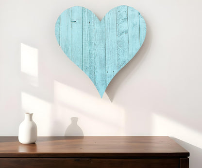 18" Turquoise Reclaimed Wood Heart Wall Decor