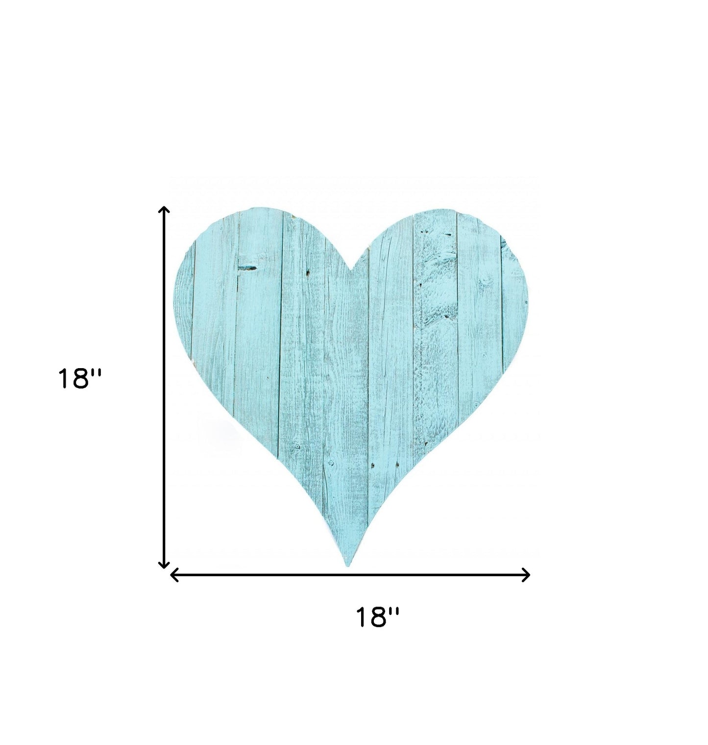 18" Turquoise Reclaimed Wood Heart Wall Decor