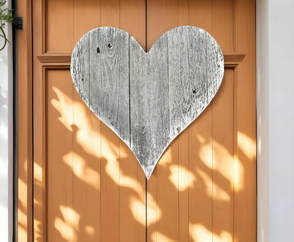 24" Whitewash Reclaimed Wood Heart Wall Decor