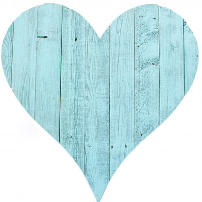 24" Turquoise Reclaimed Wood Heart Wall Decor