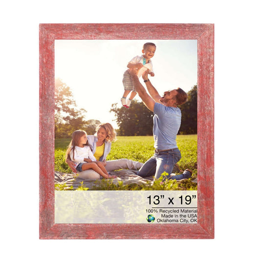 13"� X 19"� Rustic Farmhouse Red Wood Frame