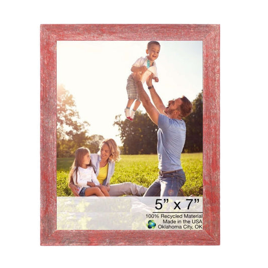 5"� X 7"� Rustic Farmhouse Red Wood Frame