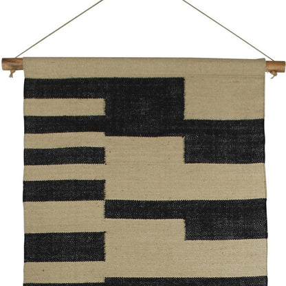 Black And Beige Jute Wall Hanging