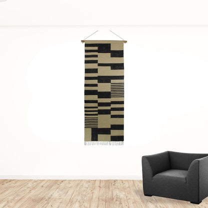 Black And Beige Jute Wall Hanging