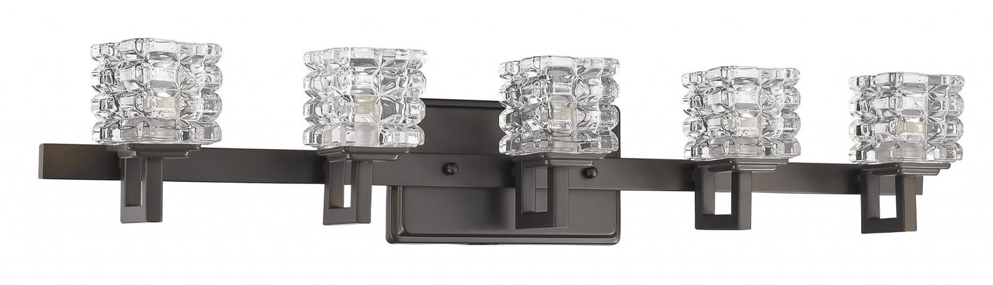 Coralie 5-Light Oil-Rubbed Bronze Sconce With Pressed Crystal Shades