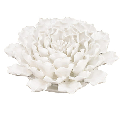 9" Off White Sculptural Flower Ceramic Wall Decor