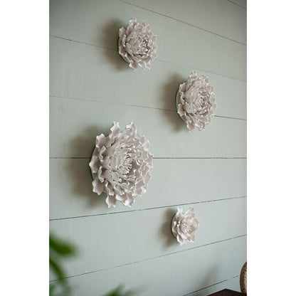 9" Off White Sculptural Flower Ceramic Wall Decor