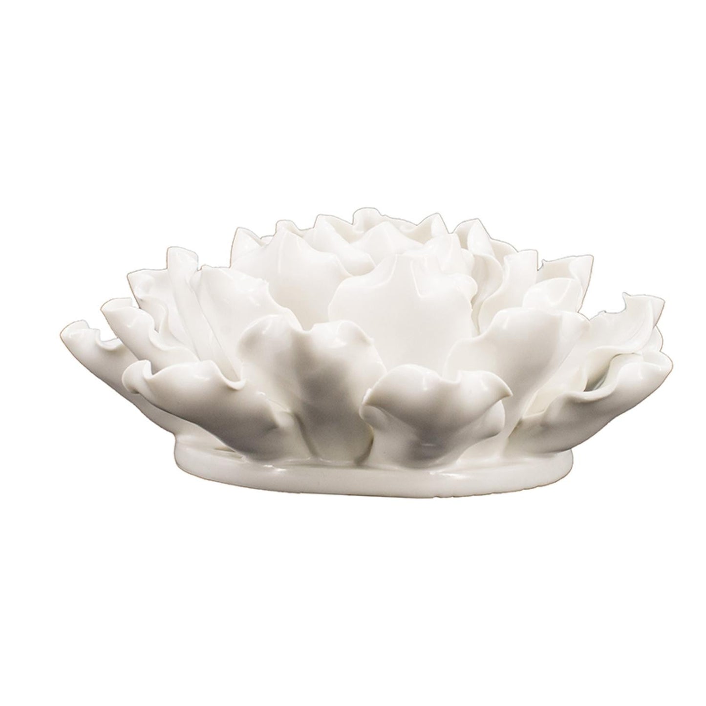 6" Off White Sculptural Flower Ceramic Wall Decor