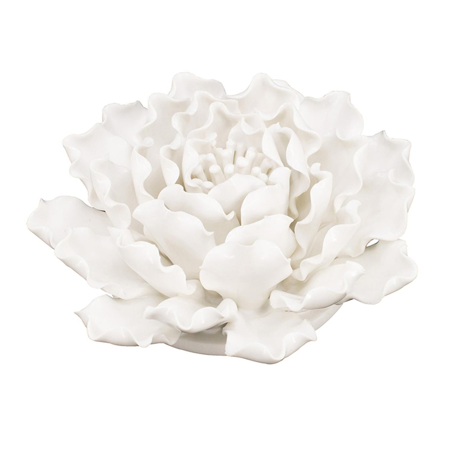 6" Off White Sculptural Flower Ceramic Wall Decor