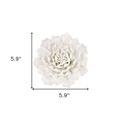 6" Off White Sculptural Flower Ceramic Wall Decor