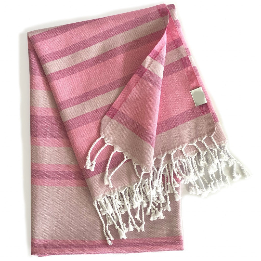 Shades of Pink Striped Design Turkish Beach Blanket