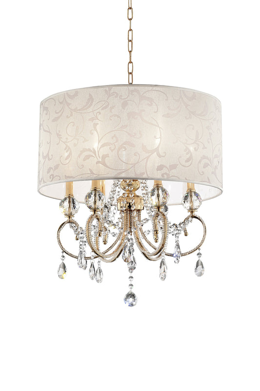 Stunning Brass Gold Finish Ceiling Lamp with Crystal Accents