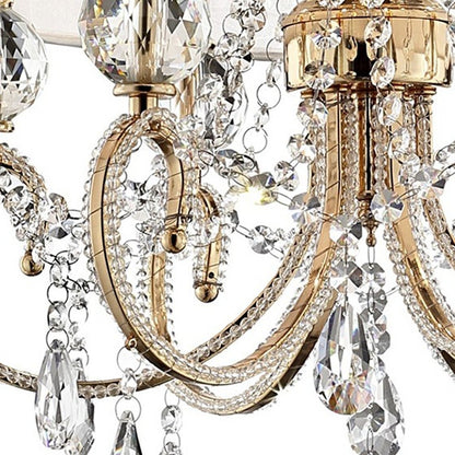 Stunning Brass Gold Finish Ceiling Lamp with Crystal Accents