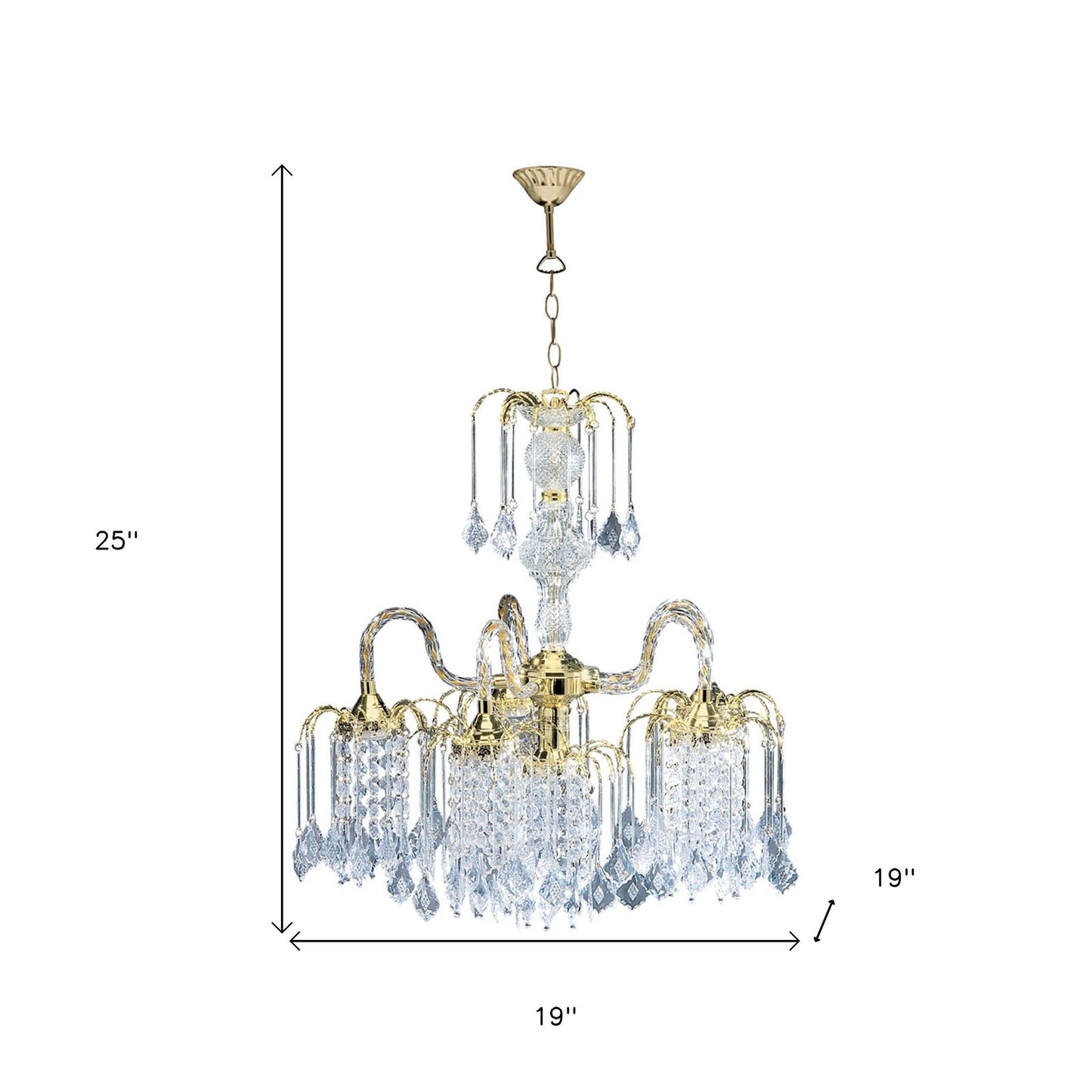 Two Tier Crystal and Gold Hanging Chandelier Light