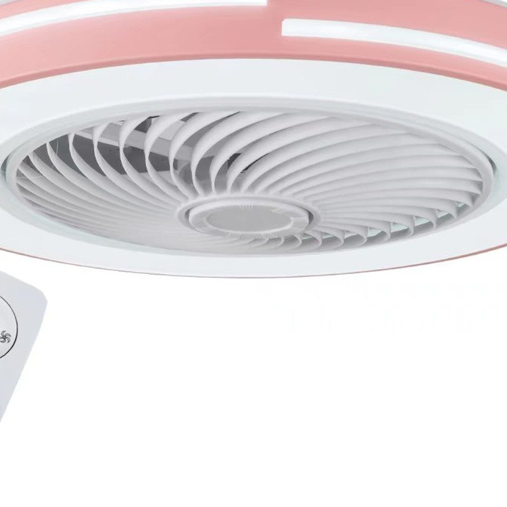 Compact Pink LED Ceiling Fan and Light