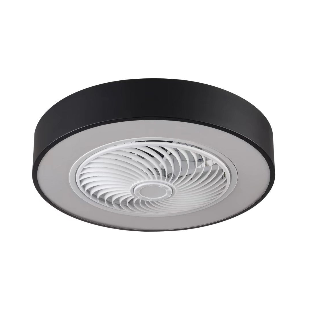 Black and White Mod Invisible Blade Ceiling Fan And Light