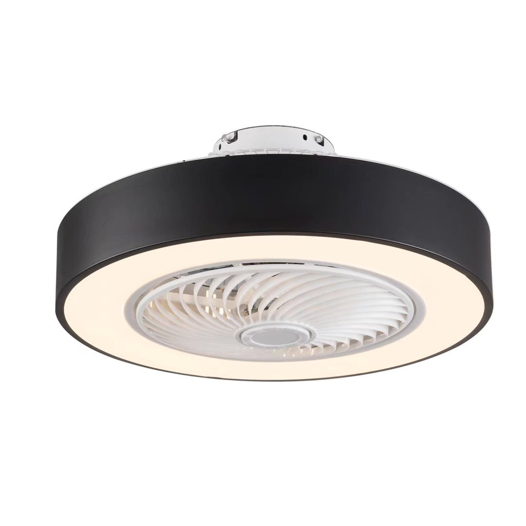 Black and White Mod Invisible Blade Ceiling Fan And Light