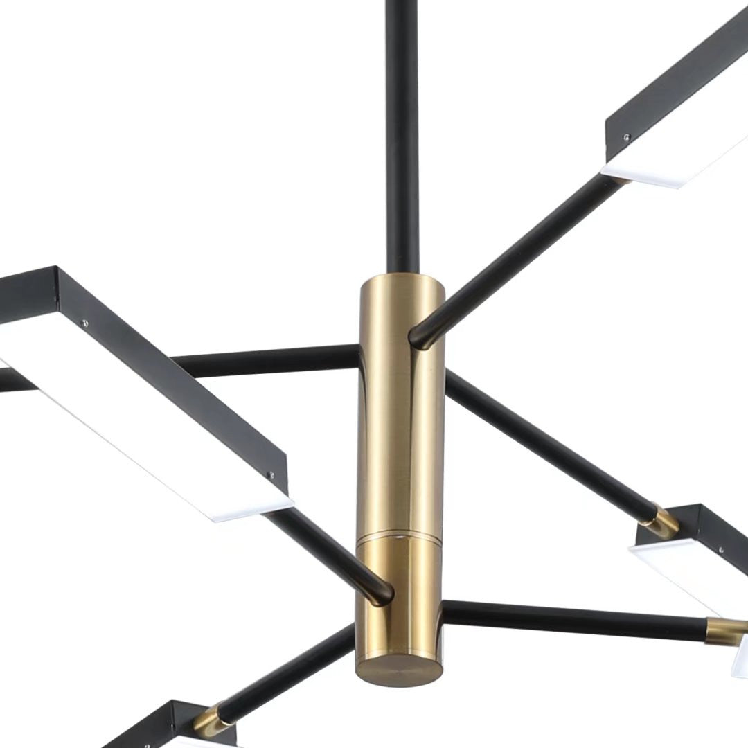 Asymmetric Black and Gold Six Light Ceiling Light