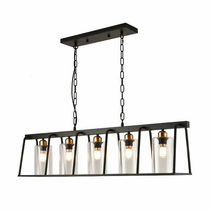 Black Modern Farmhouse Five Light Hanging Chandelier