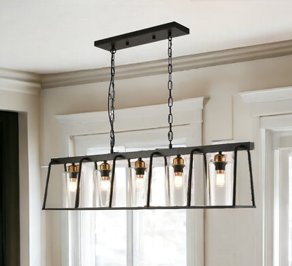 Black Modern Farmhouse Five Light Hanging Chandelier