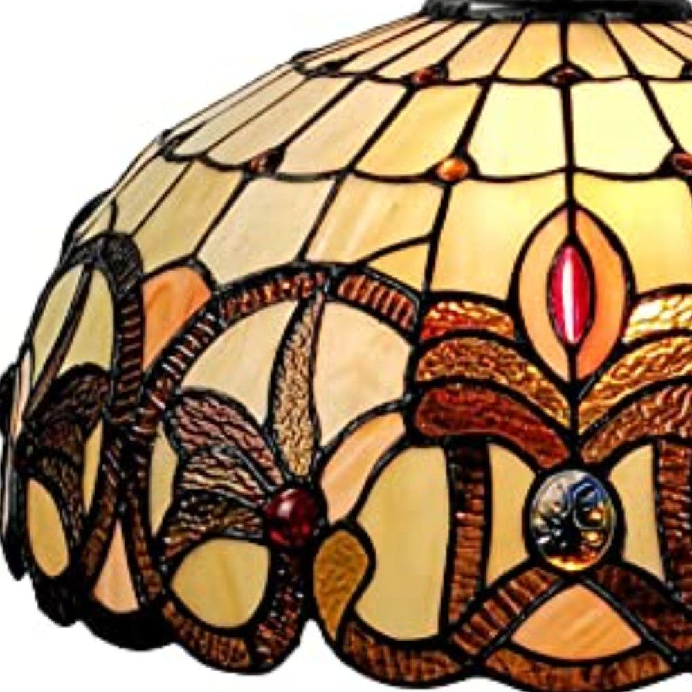 16" Tiffany Style Stained Glass Two Light Glass Dimmable Ceiling Light