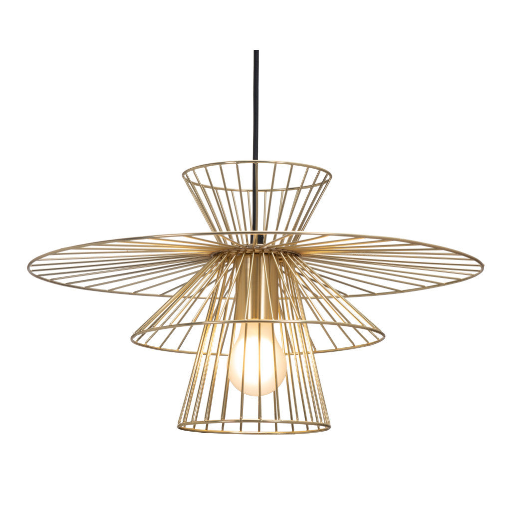 Gold Caged Geometric Metal Hanging Ceiling Light