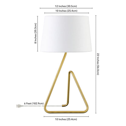 22" Brass Metal Table Lamp With White Bell Shade