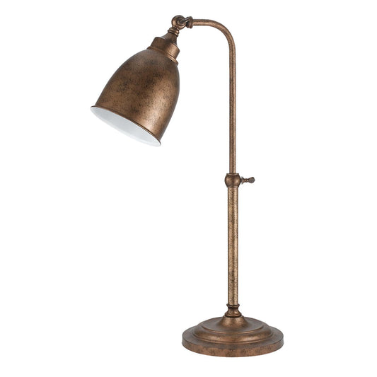 28" Bronze Metal Adjustable Lantern Table Lamp With Bronze Dome Shade