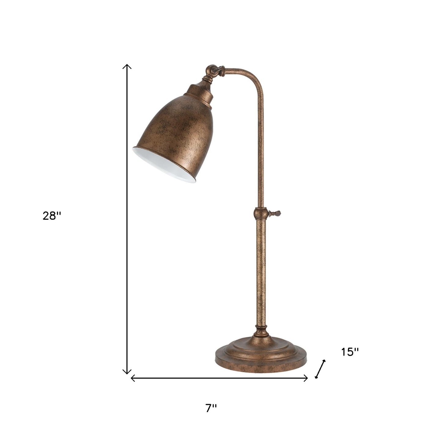 28" Bronze Metal Adjustable Lantern Table Lamp With Bronze Dome Shade