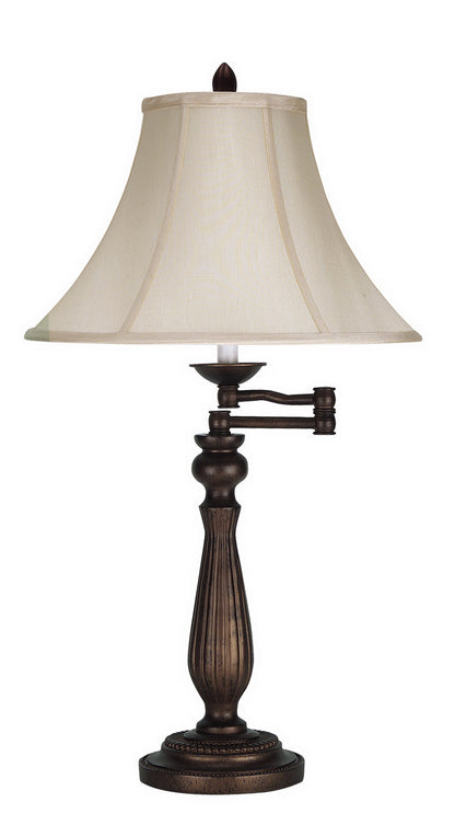 30" Rust Metal Table Lamp With Pearl Bell Shade