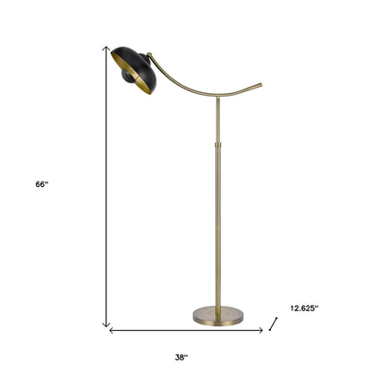 66" Bronze Adjustable Arc Floor Lamp With Bronze Dome Shade